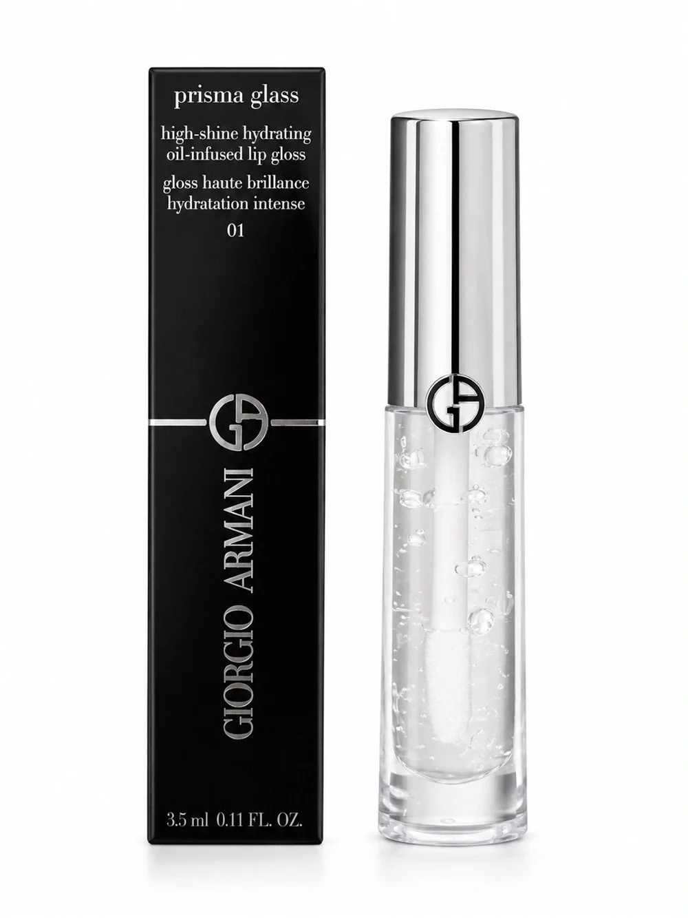 Giorgio Armani Prisma Glass Clear Shine 01 Lip Gloss • FULL SIZE • NEW IN BOX